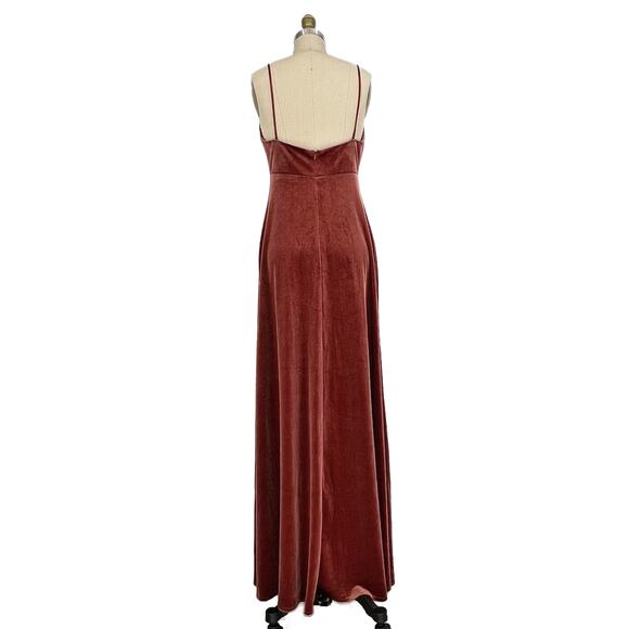 Jenny Yoo Melanie Maxi Slip Dress English Rose Stretch Velvet Womens size 6 - Picture 11 of 16